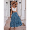 Zeagoo Women’s Skirt Chiffon Elastic High Waist Maxi Skirt with Pockets | Chiffon Elastic Waist Flowy A Line 3 Tiered Pleated Skirt With Pockets, for Work, Beach & Travel Vacation(Wf164)