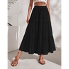 Zeagoo Women’s Skirt Chiffon Elastic High Waist Maxi Skirt with Pockets | Chiffon Elastic Waist Flowy A Line 3 Tiered Pleated Skirt With Pockets, for Work, Beach & Travel Vacation(02-black)