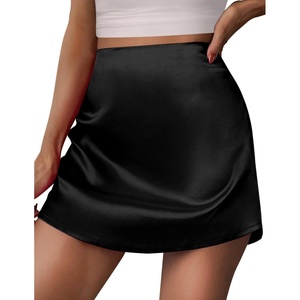 Zeagoo Womens Mini Skirts Elastic High Waisted Skirts Stain A-Line Zipper Party Club Skirt 2026(A-black)