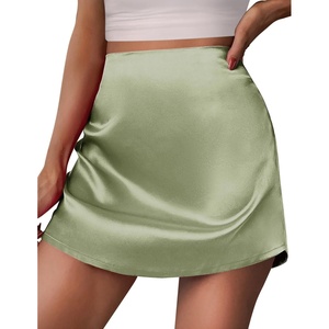 Zeagoo Womens Mini Skirts Elastic High Waisted Skirts Stain A-Line Zipper Party Club Skirt 2026(Apple Green)