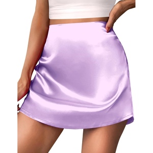 Zeagoo Womens Mini Skirts Elastic High Waisted Skirts Stain A-Line Zipper Party Club Skirt 2026(Purple)