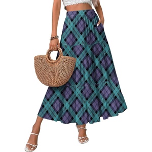 Zeagoo Women’s Skirt Chiffon Elastic High Waist Maxi Skirt with Pockets | Chiffon Elastic Waist Flowy A Line 3 Tiered Pleated Skirt With Pockets, for Work, Beach & Travel Vacation(Gw563)