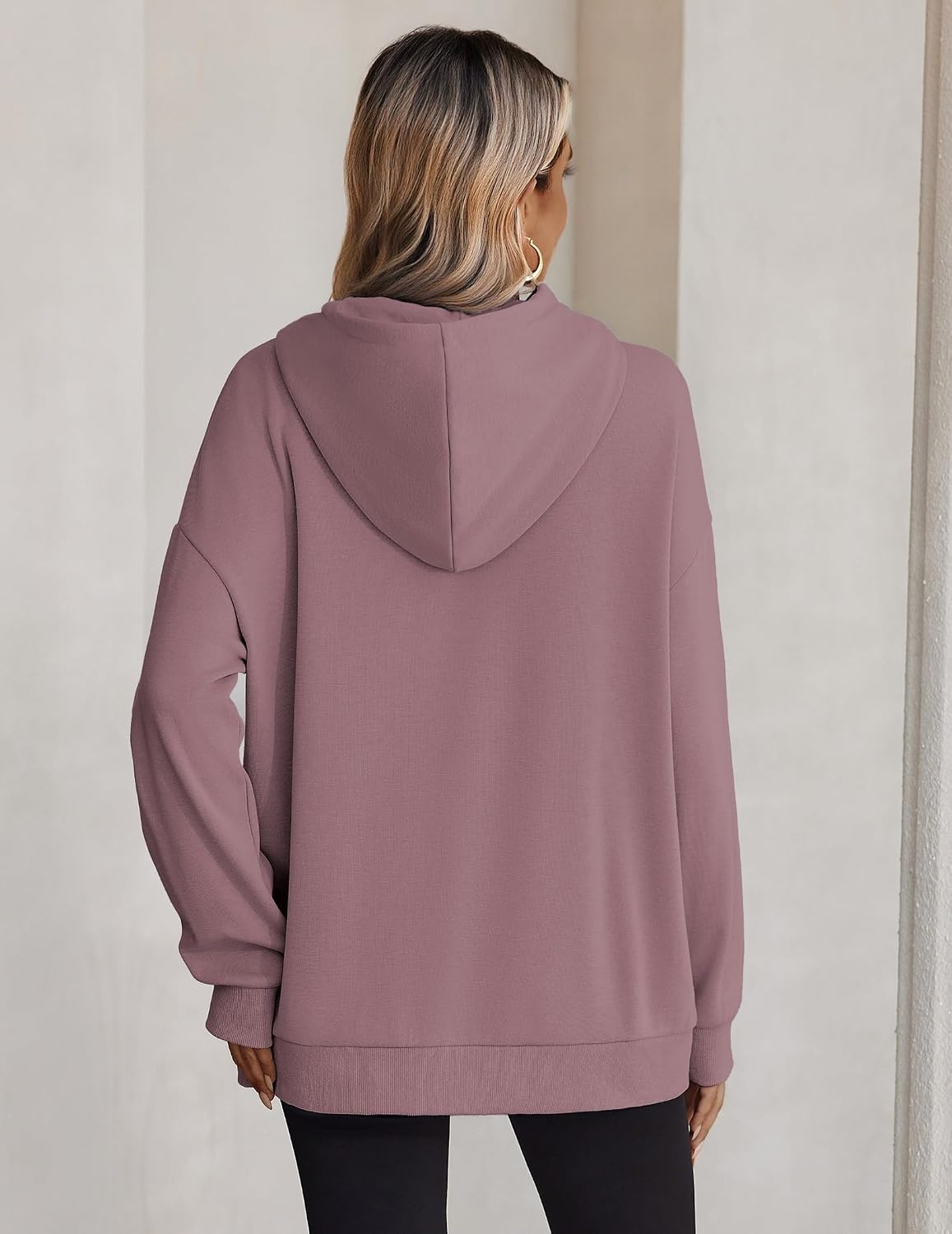image:imageZeagoo Hoodie for Women Hooded Sweatshirt Button Hoodies With Pockets Comfy Fleece Jackets 2026 Fashion S3XLAsh Pink