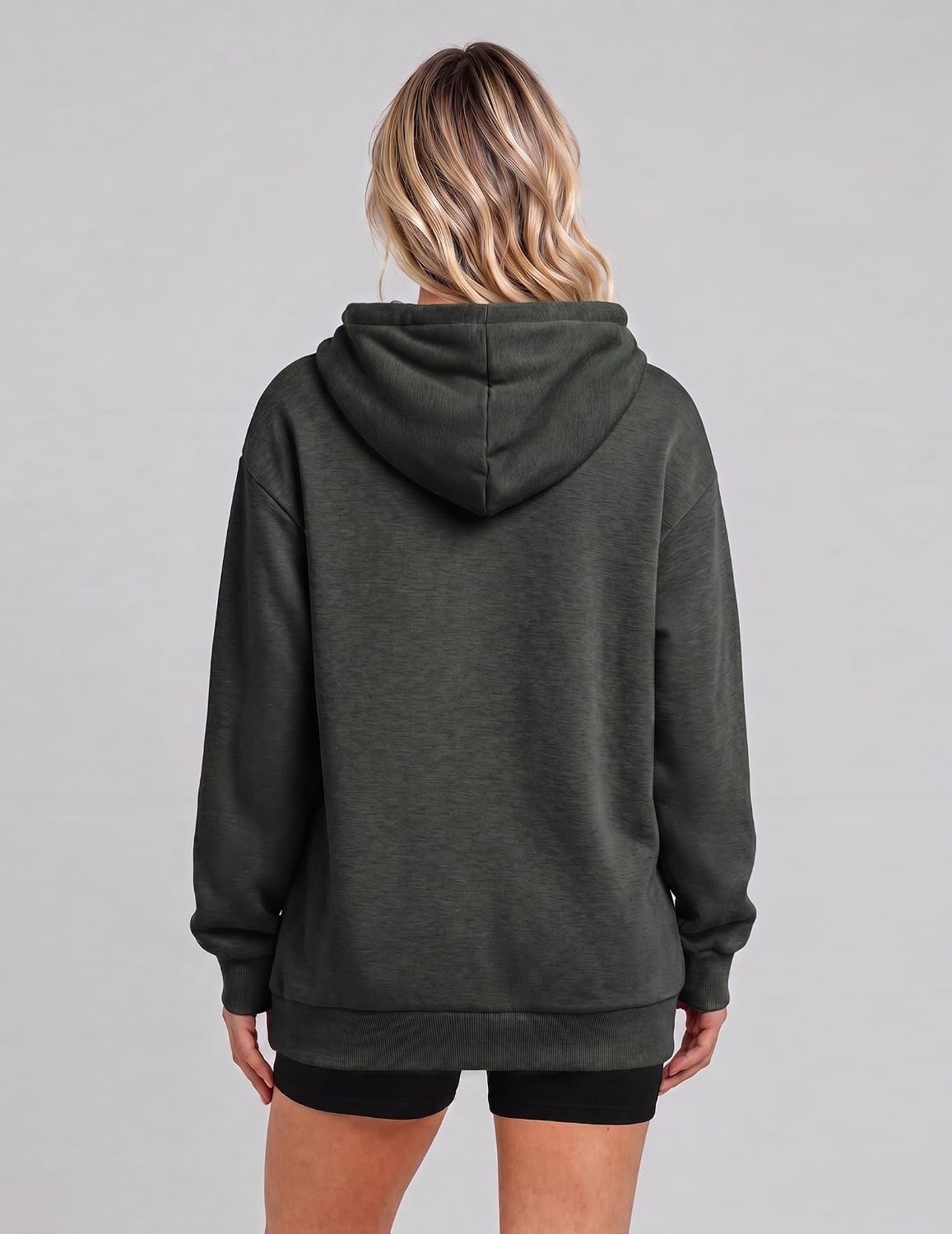 image:imageZeagoo Hoodies for Women Casual Button Collar Drawstring Long Sleeve Hooded Sweatshirt Pullover Tops for Fall Winter 2026Dark Grey