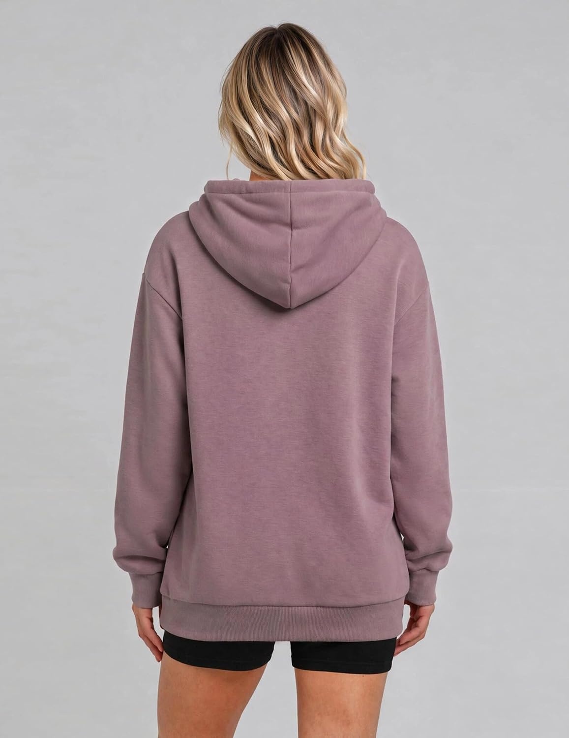 image:imageZeagoo Hoodies for Women Casual Button Collar Drawstring Long Sleeve Hooded Sweatshirt Pullover Tops for Fall Winter 2026Gray Pink