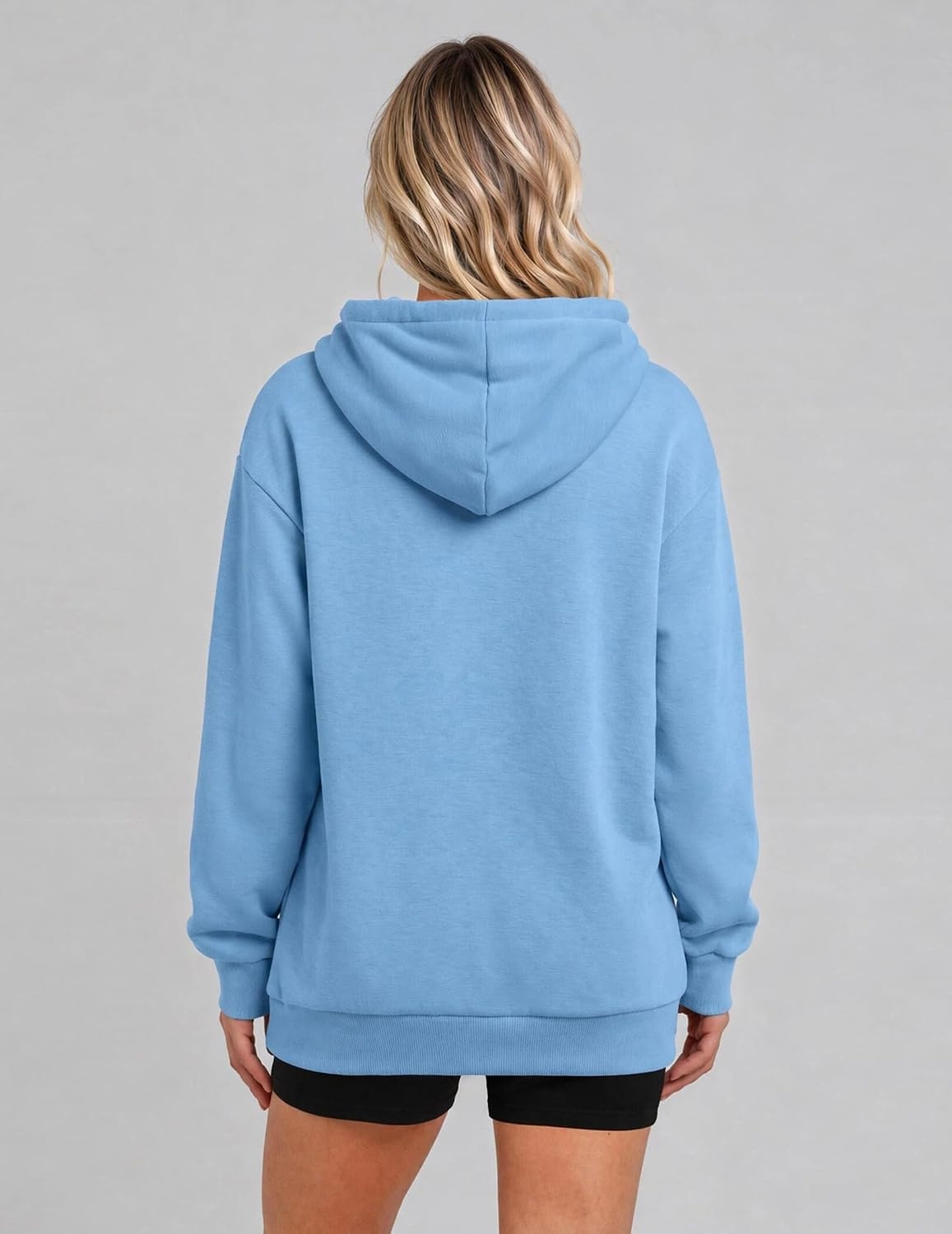 image:imageZeagoo Hoodies for Women Casual Button Collar Drawstring Long Sleeve Hooded Sweatshirt Pullover Tops for Fall Winter 2026Light Blue