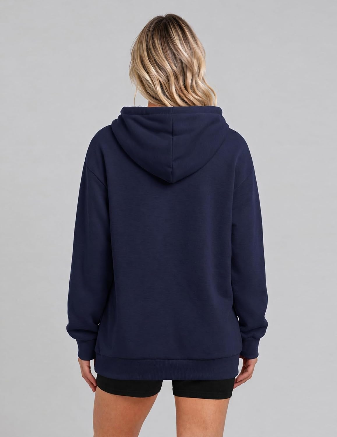 image:imageZeagoo Hoodies for Women Casual Button Collar Drawstring Long Sleeve Hooded Sweatshirt Pullover Tops for Fall Winter 2026Navy