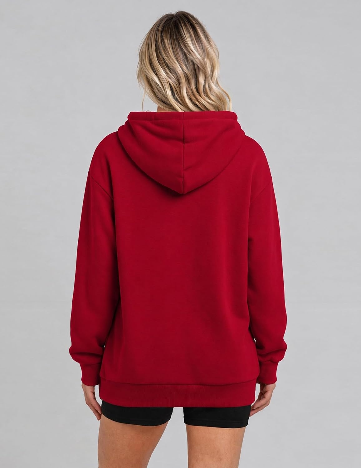 image:imageZeagoo Hoodies for Women Casual Button Collar Drawstring Long Sleeve Hooded Sweatshirt Pullover Tops for Fall Winter 2026Red