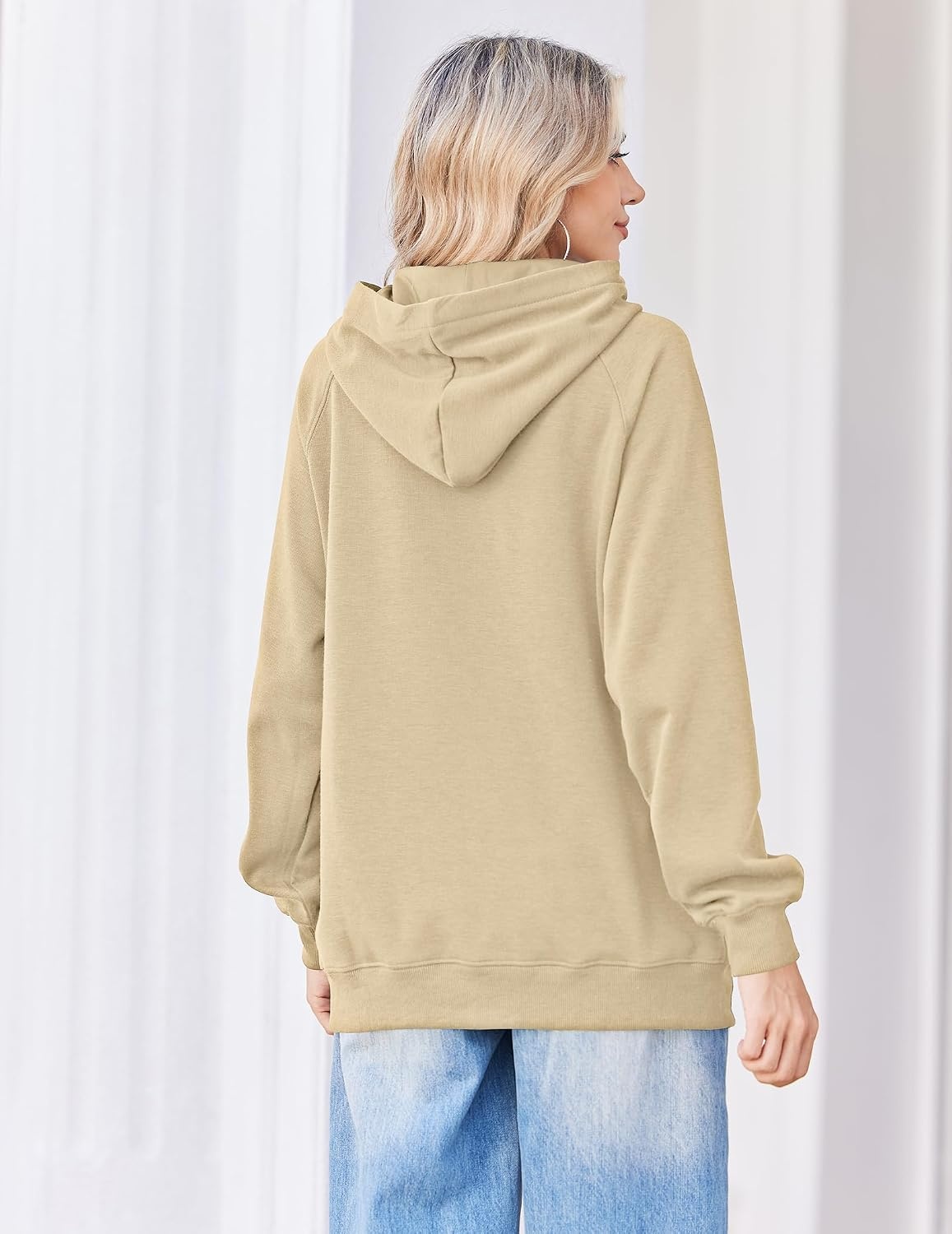 image:imageZeagoo Womens Oversized Hoodies Pullover Fleece Hooded Sweatshirt Trendy Comfort Hoodie Womens Fall Clothes Kangaroo Pocket Raglan Sleeves Long Sleeve Solid Color Casual Winter MidweightLight Brown