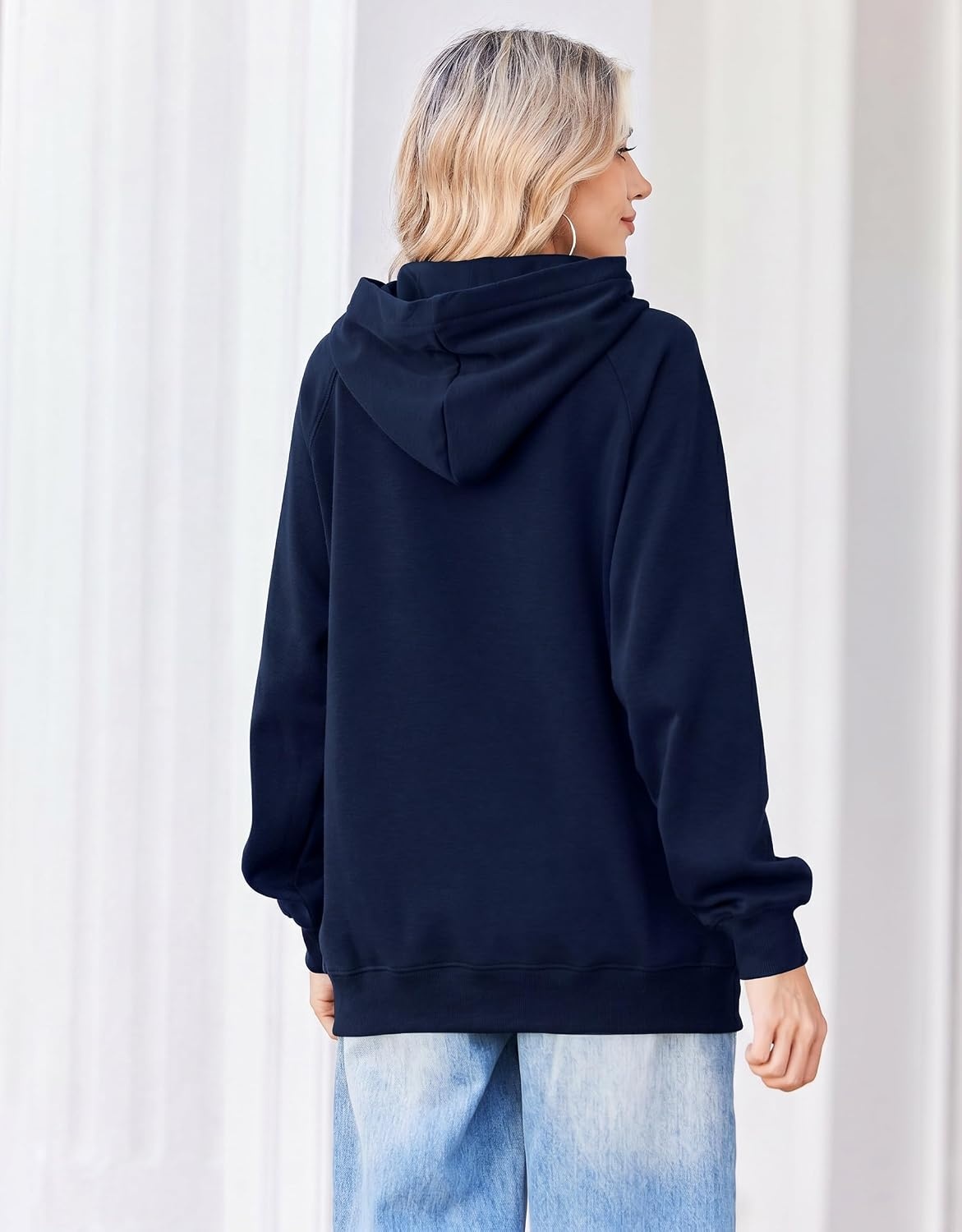 image:imageZeagoo Womens Oversized Hoodies Pullover Fleece Hooded Sweatshirt Trendy Comfort Hoodie Womens Fall Clothes Kangaroo Pocket Raglan Sleeves Long Sleeve Solid Color Casual Winter MidweightBlue
