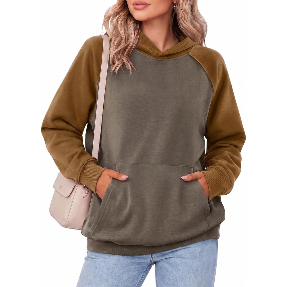 image:imageZeagoo Womens Oversized Hoodies Pullover Fleece Hooded Sweatshirt Trendy Comfort Hoodie Womens Fall Clothes Kangaroo Pocket Raglan Sleeves Long Sleeve Solid Color Casual Winter MidweightColor Blocking