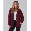 Zeagoo Hoodie for Women Hooded Sweatshirt Button Hoodies With Pockets Comfy Fleece Jackets 2026 Fashion S-3XL(Dark Red)