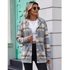 Zeagoo Hoodie for Women Hooded Sweatshirt Button Hoodies With Pockets Comfy Fleece Jackets 2026 Fashion S-3XL(Grey-brown Plaid)