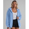 Zeagoo Hoodie for Women Hooded Sweatshirt Button Hoodies With Pockets Comfy Fleece Jackets 2026 Fashion S-3XL(Light Blue)