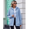 Zeagoo Hoodie for Women Hooded Sweatshirt Button Hoodies With Pockets Comfy Fleece Jackets 2026 Fashion S-3XL(Light Blue)