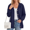 Zeagoo Hoodie for Women Hooded Sweatshirt Button Hoodies With Pockets Comfy Fleece Jackets 2026 Fashion S-3XL(Navy Blue)