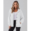 Zeagoo Hoodie for Women Hooded Sweatshirt Button Hoodies With Pockets Comfy Fleece Jackets 2026 Fashion S-3XL(White)