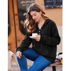 Zeagoo Hoodies for Women Casual Button Collar Drawstring Long Sleeve Hooded Sweatshirt Pullover Tops for Fall Winter 2026(A01-black)