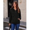 Zeagoo Hoodies for Women Casual Button Collar Drawstring Long Sleeve Hooded Sweatshirt Pullover Tops for Fall Winter 2026(A01-black)