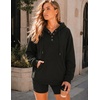 Zeagoo Hoodies for Women Casual Button Collar Drawstring Long Sleeve Hooded Sweatshirt Pullover Tops for Fall Winter 2026(A01-black)