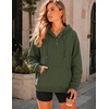 Zeagoo Hoodies for Women Casual Button Collar Drawstring Long Sleeve Hooded Sweatshirt Pullover Tops for Fall Winter 2026(Army Green)