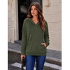 Zeagoo Hoodies for Women Casual Button Collar Drawstring Long Sleeve Hooded Sweatshirt Pullover Tops for Fall Winter 2026(Army Green)