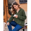Zeagoo Hoodies for Women Casual Button Collar Drawstring Long Sleeve Hooded Sweatshirt Pullover Tops for Fall Winter 2026(Army Green)