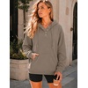 Zeagoo Hoodies for Women Casual Button Collar Drawstring Long Sleeve Hooded Sweatshirt Pullover Tops for Fall Winter 2026(Coffee Grey)