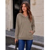 Zeagoo Hoodies for Women Casual Button Collar Drawstring Long Sleeve Hooded Sweatshirt Pullover Tops for Fall Winter 2026(Coffee Grey)