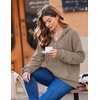 Zeagoo Hoodies for Women Casual Button Collar Drawstring Long Sleeve Hooded Sweatshirt Pullover Tops for Fall Winter 2026(Coffee Grey)