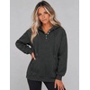 Zeagoo Hoodies for Women Casual Button Collar Drawstring Long Sleeve Hooded Sweatshirt Pullover Tops for Fall Winter 2026(Dark Grey)
