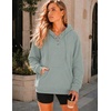 Zeagoo Hoodies for Women Casual Button Collar Drawstring Long Sleeve Hooded Sweatshirt Pullover Tops for Fall Winter 2026(Gray Green)