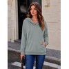 Zeagoo Hoodies for Women Casual Button Collar Drawstring Long Sleeve Hooded Sweatshirt Pullover Tops for Fall Winter 2026(Gray Green)