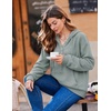 Zeagoo Hoodies for Women Casual Button Collar Drawstring Long Sleeve Hooded Sweatshirt Pullover Tops for Fall Winter 2026(Gray Green)