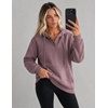 Zeagoo Hoodies for Women Casual Button Collar Drawstring Long Sleeve Hooded Sweatshirt Pullover Tops for Fall Winter 2026(Gray Pink)