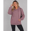 Zeagoo Hoodies for Women Casual Button Collar Drawstring Long Sleeve Hooded Sweatshirt Pullover Tops for Fall Winter 2026(Gray Pink)