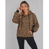 Zeagoo Hoodies for Women Casual Button Collar Drawstring Long Sleeve Hooded Sweatshirt Pullover Tops for Fall Winter 2026(Leopard Print)