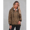 Zeagoo Hoodies for Women Casual Button Collar Drawstring Long Sleeve Hooded Sweatshirt Pullover Tops for Fall Winter 2026(Leopard Print)
