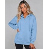 Zeagoo Hoodies for Women Casual Button Collar Drawstring Long Sleeve Hooded Sweatshirt Pullover Tops for Fall Winter 2026(Light Blue)