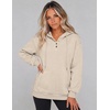 Zeagoo Hoodies for Women Casual Button Collar Drawstring Long Sleeve Hooded Sweatshirt Pullover Tops for Fall Winter 2026(Moon Grey)