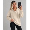 Zeagoo Hoodies for Women Casual Button Collar Drawstring Long Sleeve Hooded Sweatshirt Pullover Tops for Fall Winter 2026(Moon Grey)