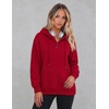 Zeagoo Hoodies for Women Casual Button Collar Drawstring Long Sleeve Hooded Sweatshirt Pullover Tops for Fall Winter 2026(Red)