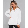 Zeagoo Hoodies for Women Casual Button Collar Drawstring Long Sleeve Hooded Sweatshirt Pullover Tops for Fall Winter 2026(White)