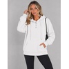 Zeagoo Hoodies for Women Casual Button Collar Drawstring Long Sleeve Hooded Sweatshirt Pullover Tops for Fall Winter 2026(White)