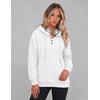 Zeagoo Hoodies for Women Casual Button Collar Drawstring Long Sleeve Hooded Sweatshirt Pullover Tops for Fall Winter 2026(White)