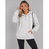 Zeagoo Hoodies for Women Casual Button Collar Drawstring Long Sleeve Hooded Sweatshirt Pullover Tops for Fall Winter 2026(White Grey)