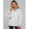 Zeagoo Hoodies for Women Casual Button Collar Drawstring Long Sleeve Hooded Sweatshirt Pullover Tops for Fall Winter 2026(White Grey)