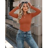 Zeagoo Women Long Sleeve Shirts Slim Fit Going Out Tops Crewneck Basic Tee | Stretchy Fitted Tops for Casual, Versatile T-Shirt, Soft Layering Shirts, Perfect for Summer and Fall Outfits(Caramel)