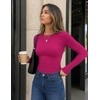 Zeagoo Women Long Sleeve Shirts Slim Fit Going Out Tops Crewneck Basic Tee | Stretchy Fitted Tops for Casual, Versatile T-Shirt, Soft Layering Shirts, Perfect for Summer and Fall Outfits(Rose Red)