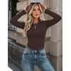 Zeagoo Women Long Sleeve Shirts Slim Fit Going Out Tops Crewneck Basic Tee | Stretchy Fitted Tops for Casual, Versatile T-Shirt, Soft Layering Shirts, Perfect for Summer and Fall Outfits(Brown)